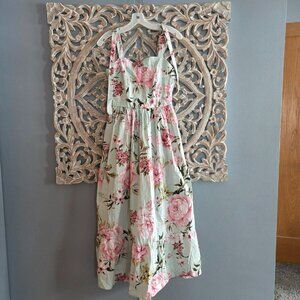 Joie Floral Midi Dress - Pink and Green